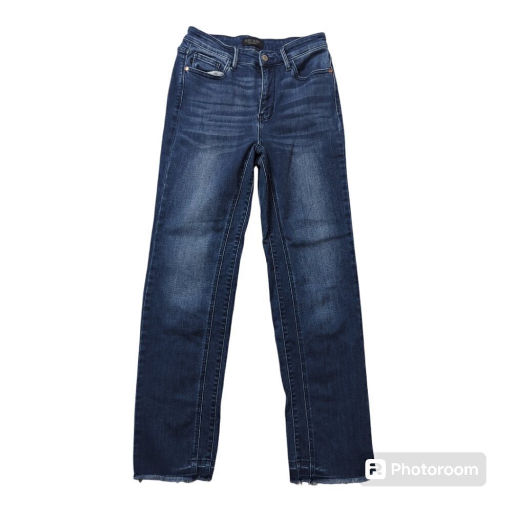 Judy Blue  Straight Fit Jeans Jb82464md Women's Size 7/ 28 Raw Hem Blue Color